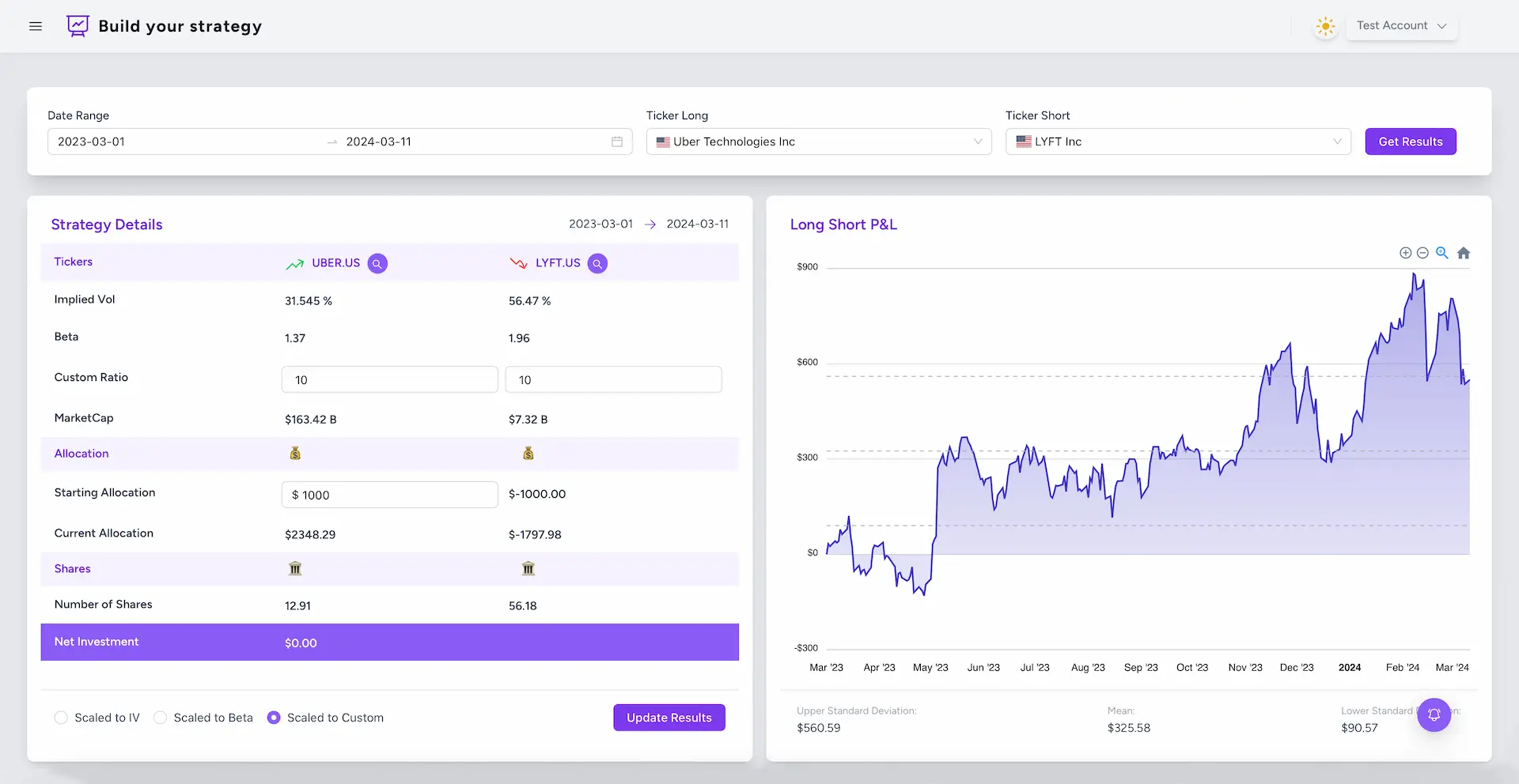 Trading Long Short Pair Trading Strategies App Interface